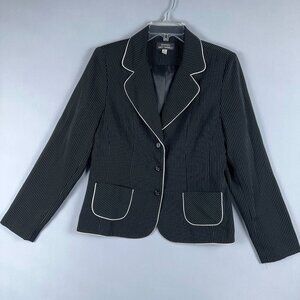 Giorgio Sant Angelo Blazer Coat Womens Size 10 Long Sleeve Pinstripe Black White